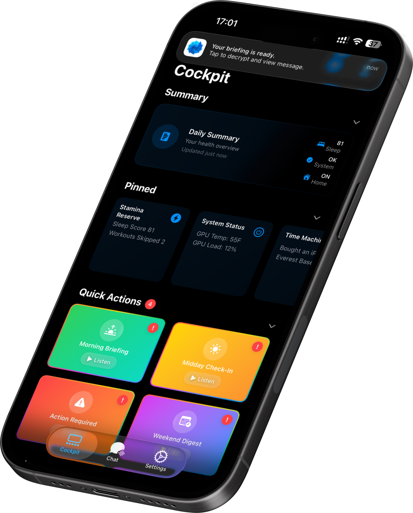 Phone mockup showing Atlantis dashboard